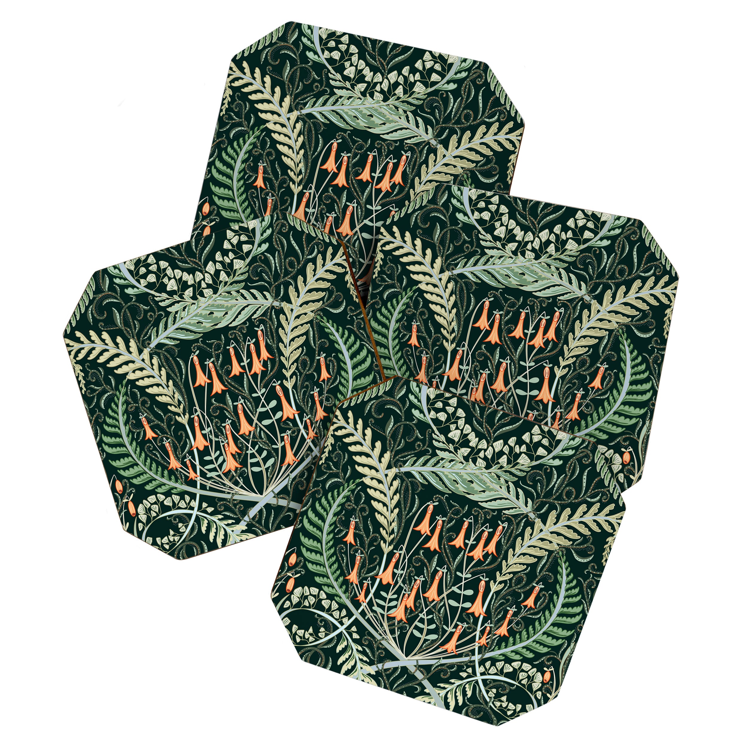 Woodland soil Morris style emerald Coaster Gallery Image 1