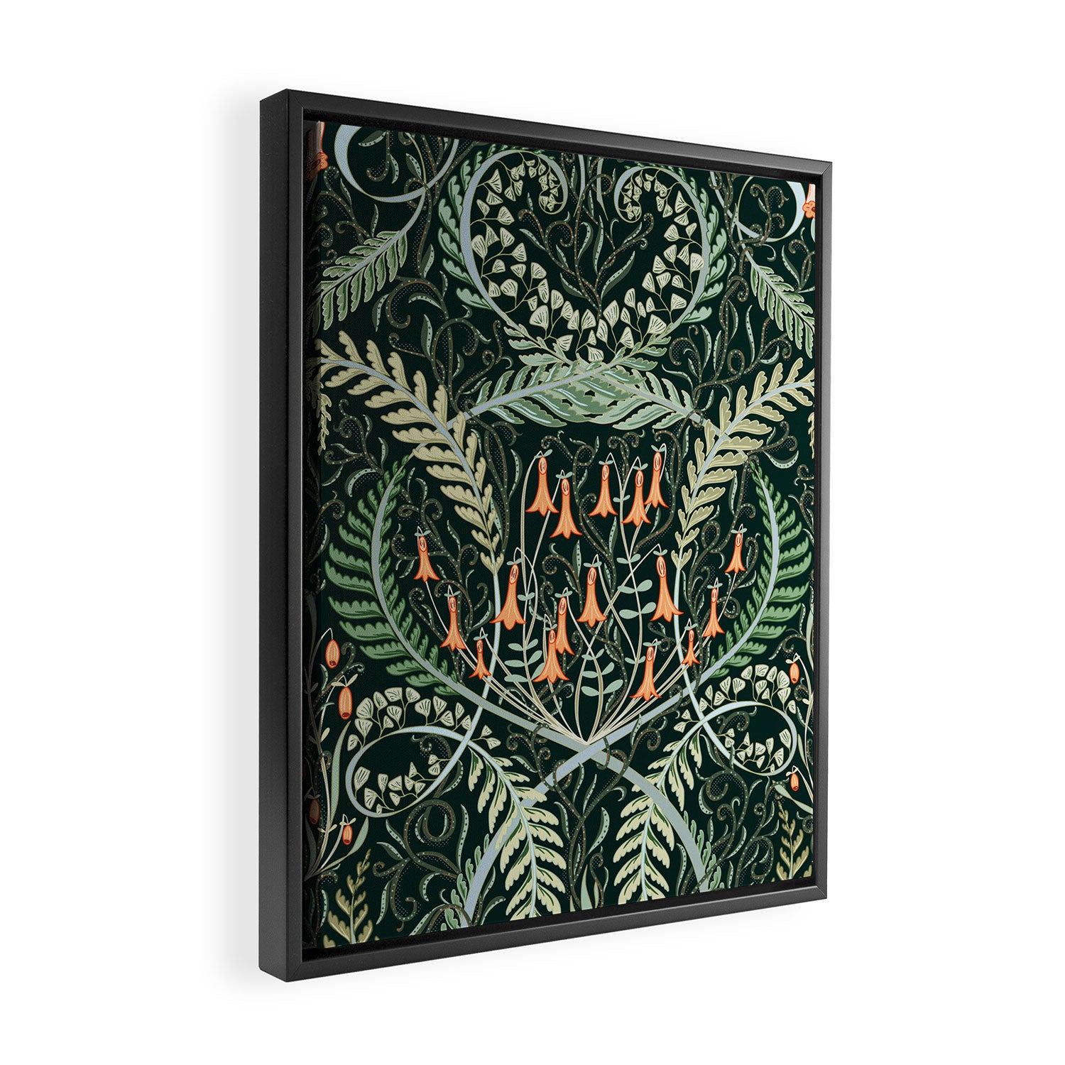 Woodland soil Morris style emerald Framed Canvas Print Gallery Image 2