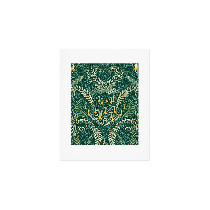 Woodland soil Morris style shining emerald Art Print Gallery Image 1