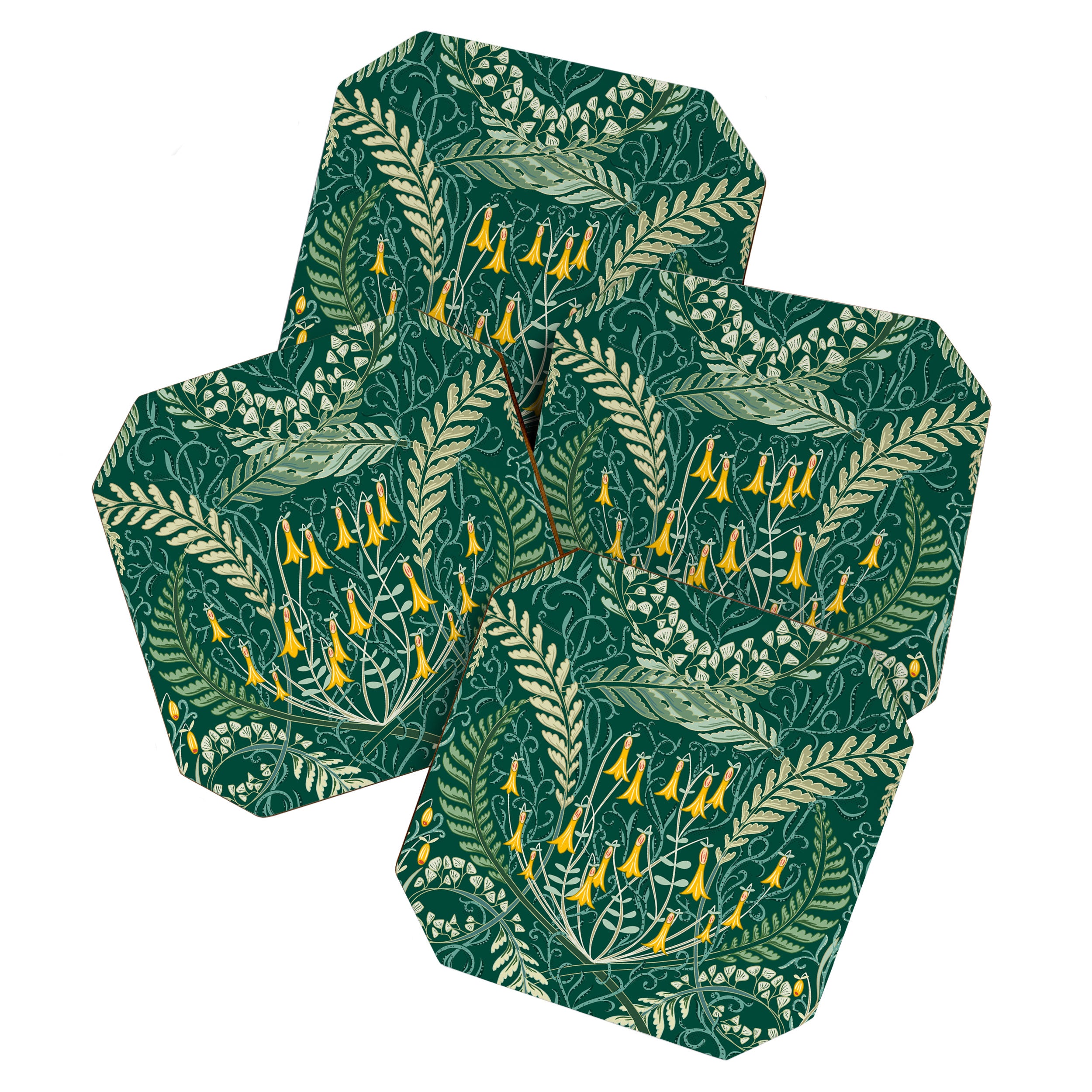 Woodland soil Morris style shining emerald Coaster Gallery Image 1