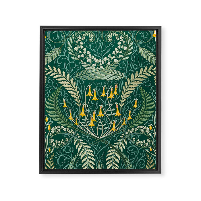 Woodland soil Morris style shining emerald Framed Canvas Print Gallery Image 1