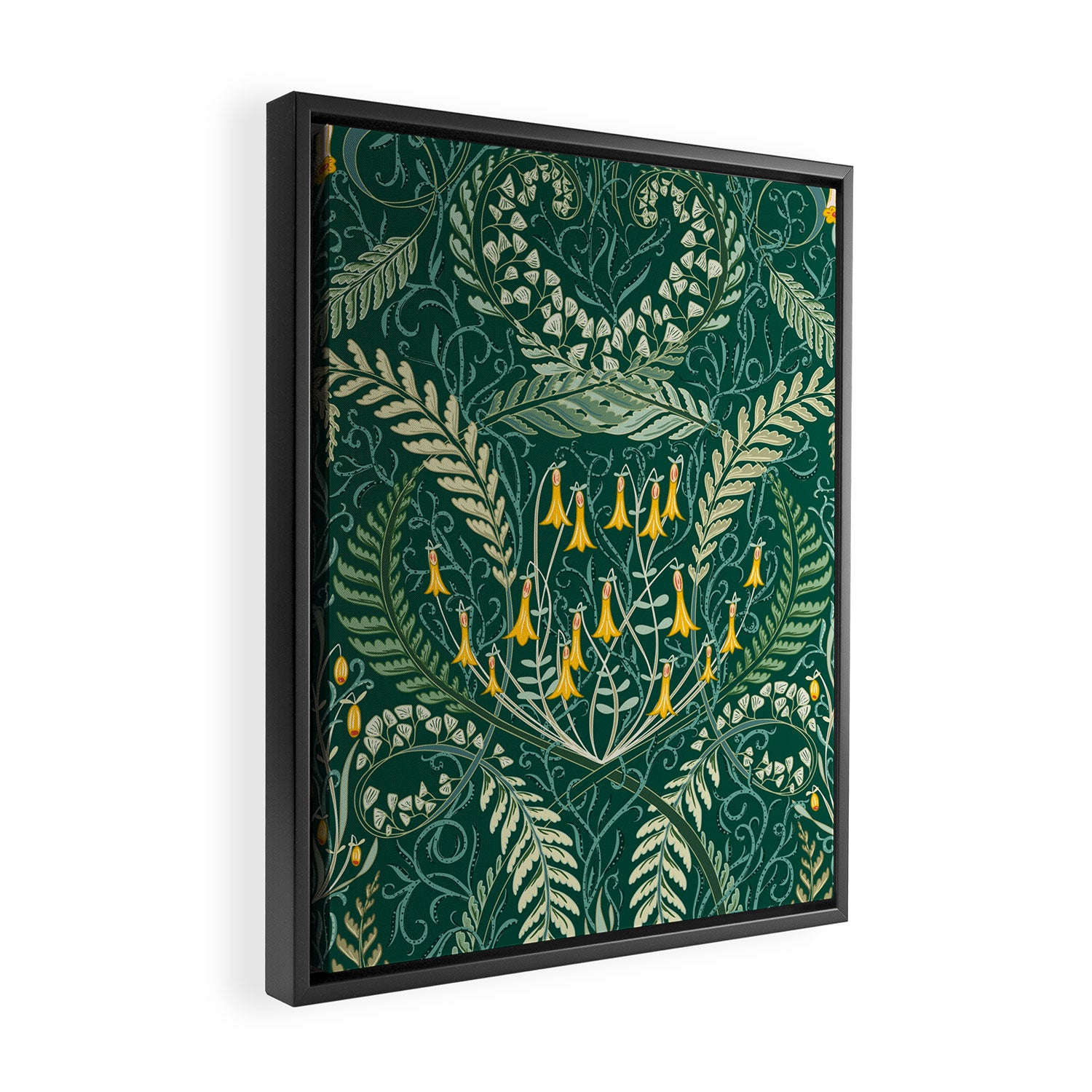 Woodland soil Morris style shining emerald Framed Canvas Print Gallery Image 2