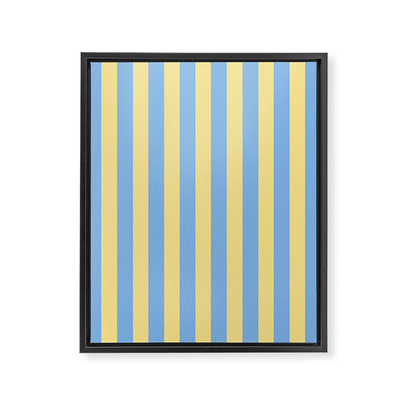 Bold Vertical Stripes Pattern - butter yellow and blue Framed Canvas Print Gallery Image 8