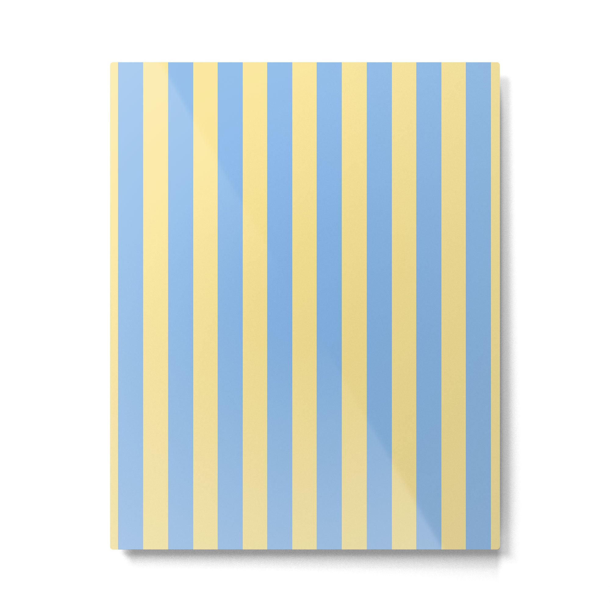 Bold Vertical Stripes Pattern - butter yellow and blue Metal Print Gallery Image 6