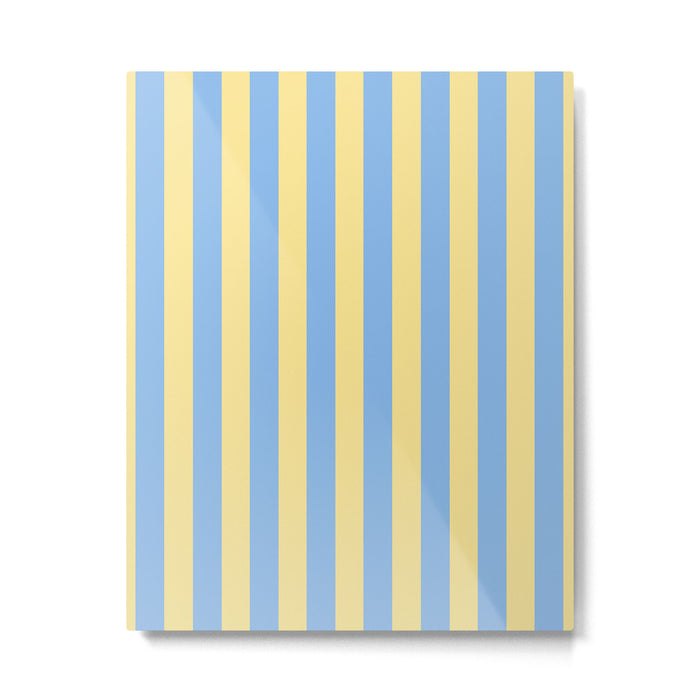 Bold Vertical Stripes Pattern - butter yellow and blue Metal Print Gallery Image 1