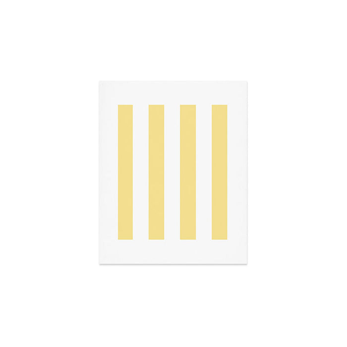 Bold Vertical Stripes Pattern - butter yellow and white Art Print Gallery Image 1