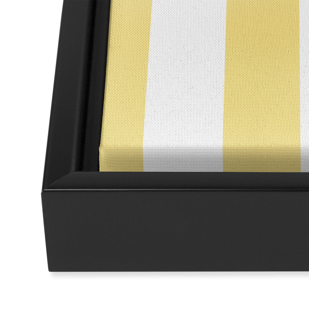 Bold Vertical Stripes Pattern - butter yellow and white Framed Canvas Print Gallery Image 3