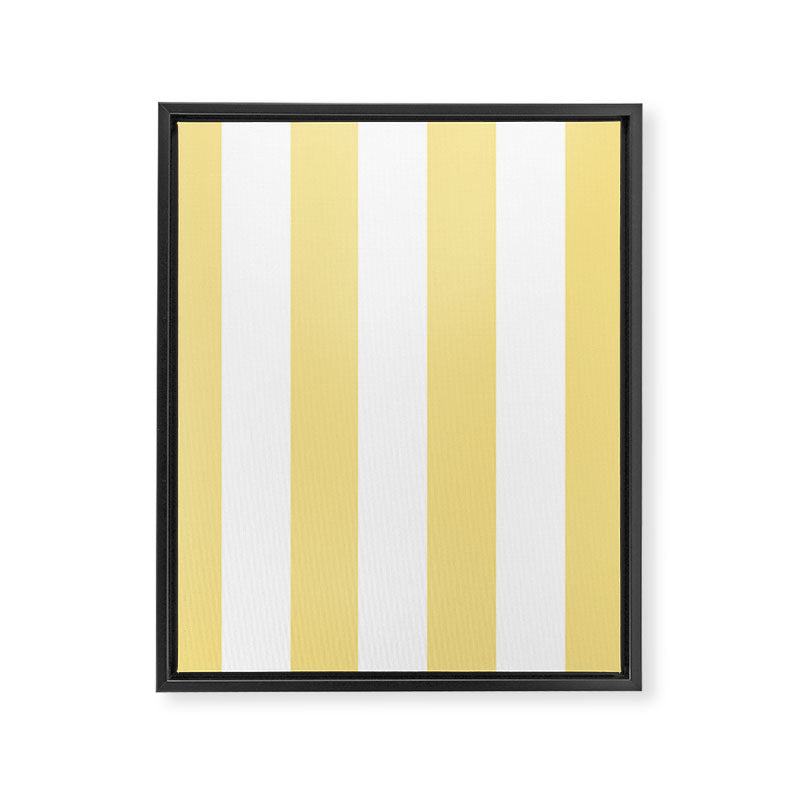 Bold Vertical Stripes Pattern - butter yellow and white Framed Canvas Print Gallery Image 8