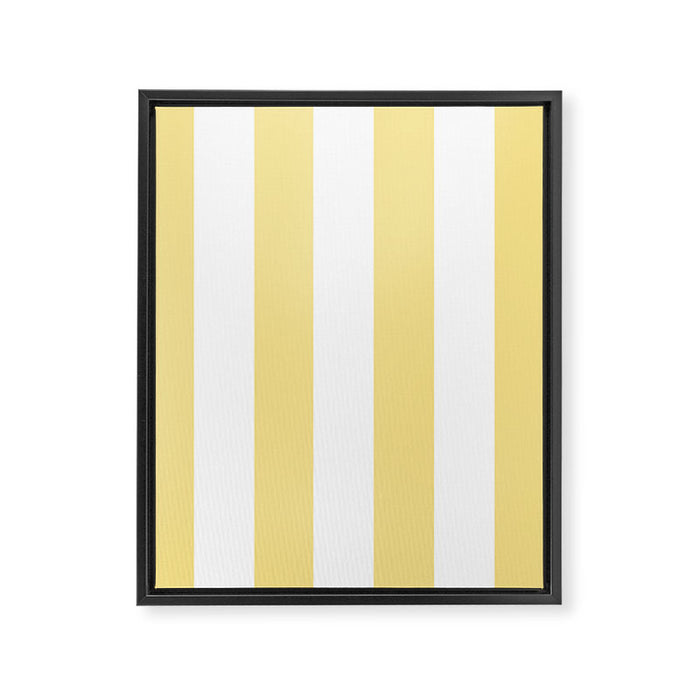 Bold Vertical Stripes Pattern - butter yellow and white Framed Canvas Print Gallery Image 1
