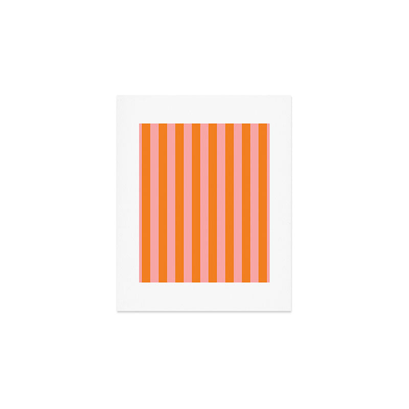 Bold Vertical Stripes Pattern (pink/orange) Art Print Gallery Image 1