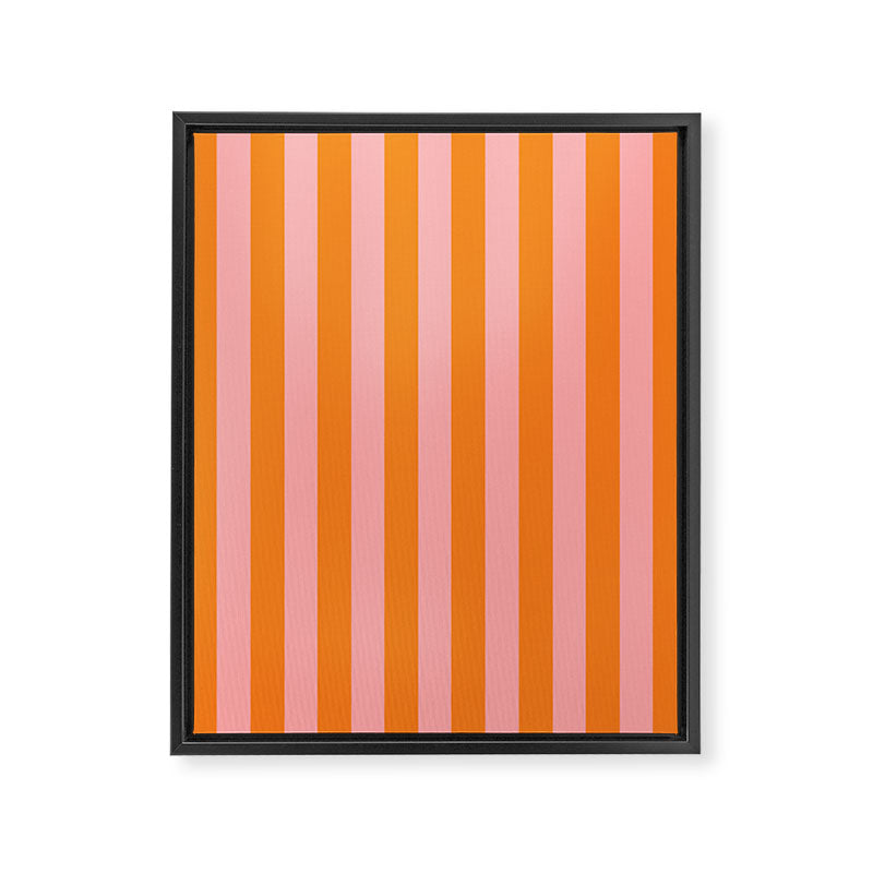 Bold Vertical Stripes Pattern (pink/orange) Framed Canvas Print Gallery Image 3
