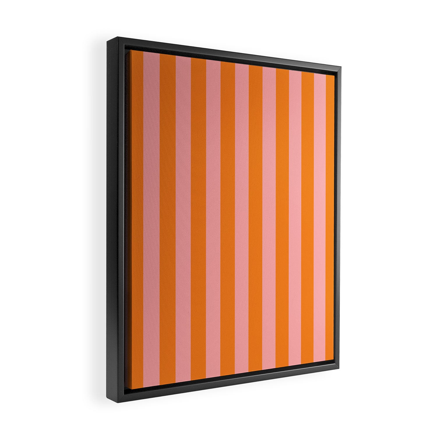 Bold Vertical Stripes Pattern (pink/orange) Framed Canvas Print Gallery Image 2