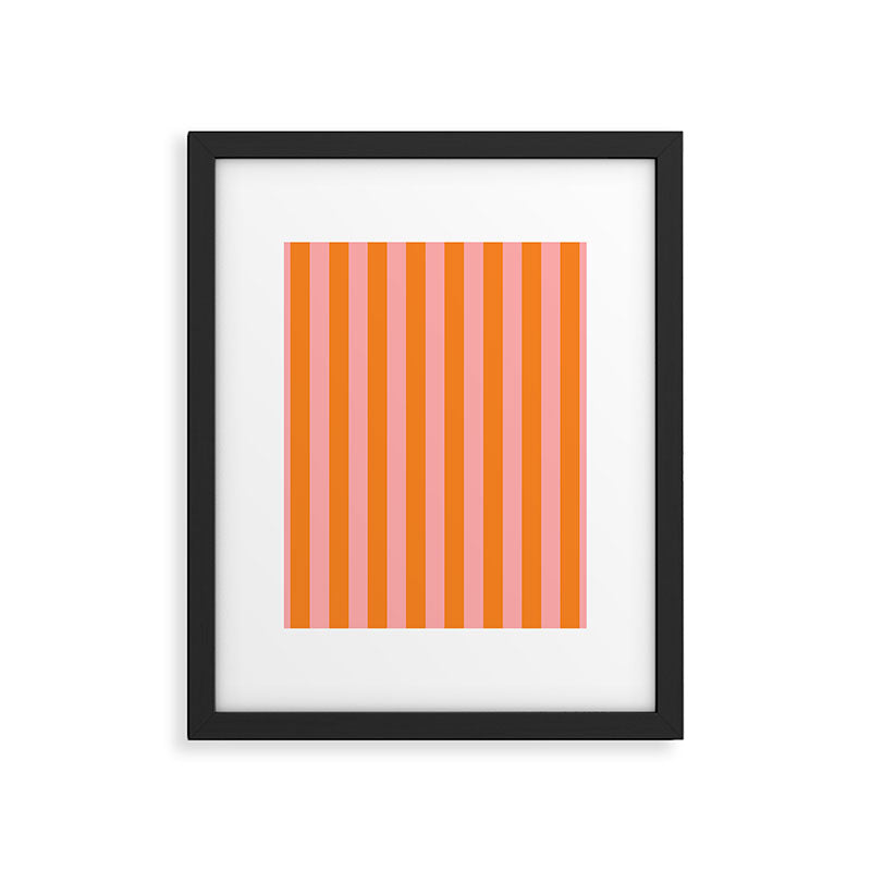 Bold Vertical Stripes Pattern (pink/orange) Framed Art Print Gallery Image 6