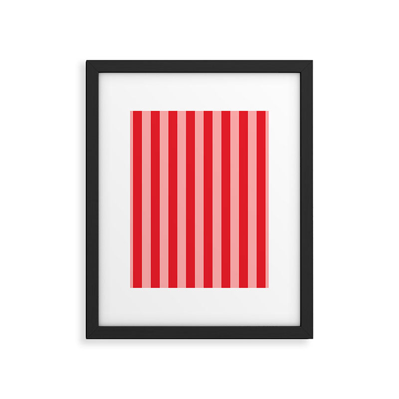 Bold Vertical Stripes Pattern (red/pink) Framed Art Print Gallery Image 6