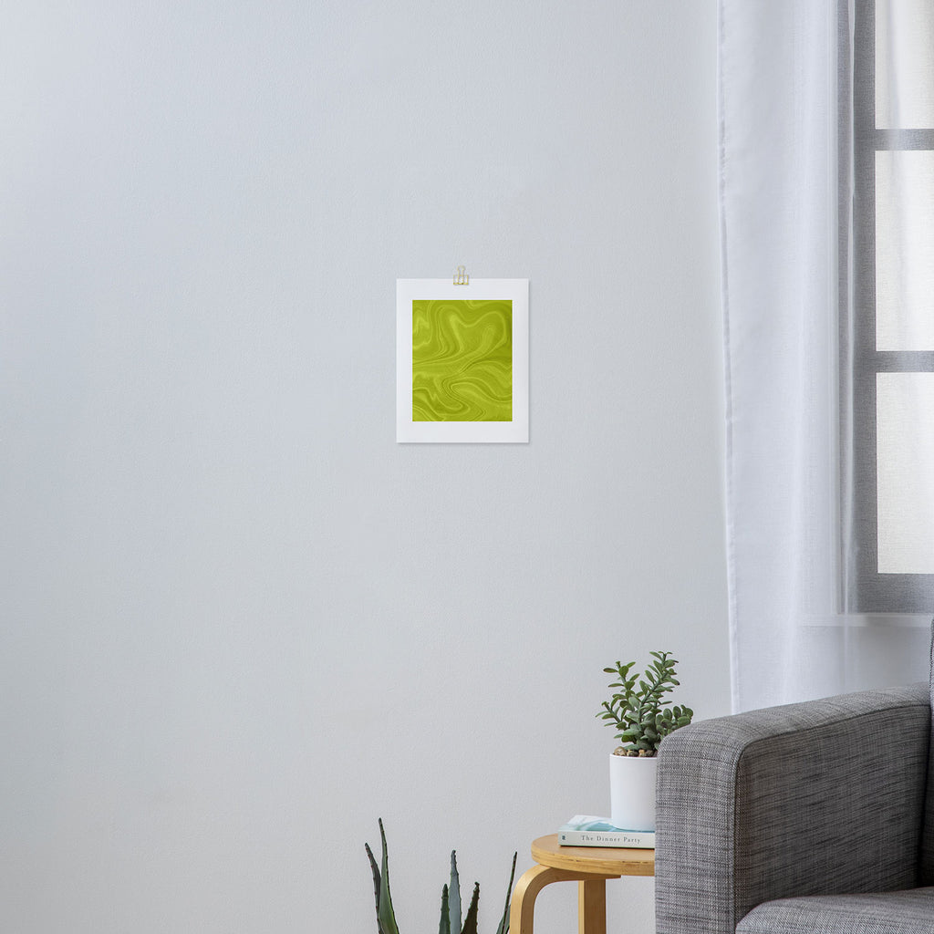 Chartreuse Swirl Marble Art Print Gallery Image 3