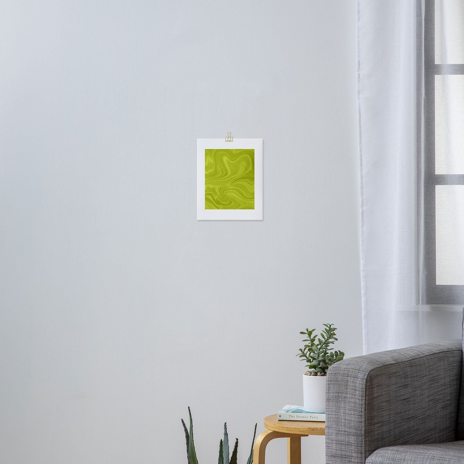 Chartreuse Swirl Marble Art Print Gallery Image 3