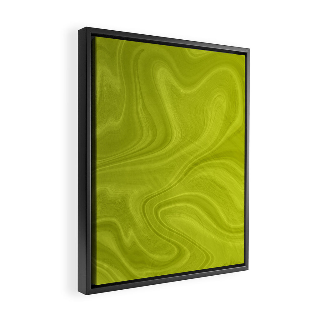 Chartreuse Swirl Marble Framed Canvas Print Gallery Image 2