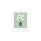 Daisies in Vase (sage green) Art Print Gallery Image 1