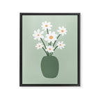 Daisies in Vase (sage green) Framed Canvas Print Gallery Image 8