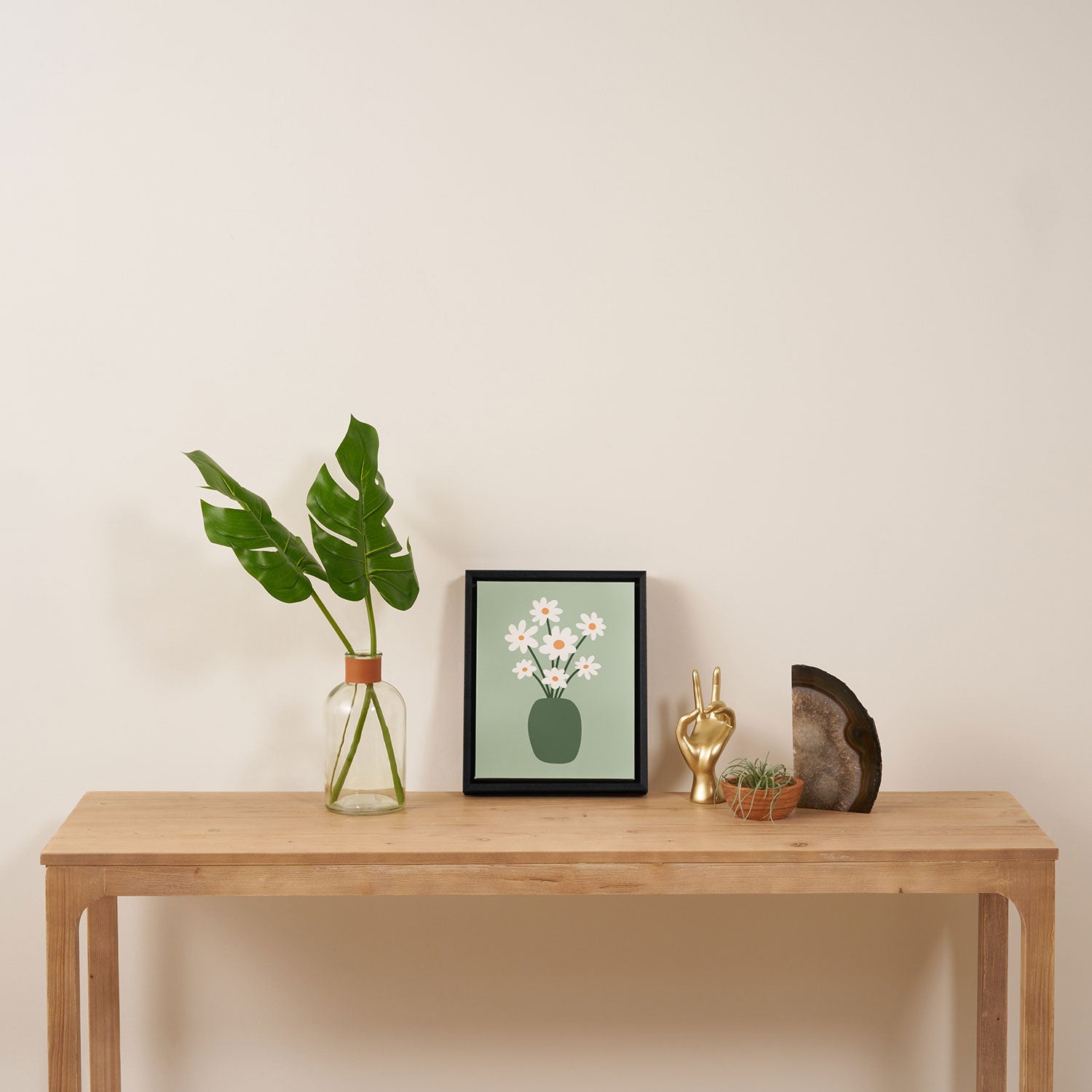 Daisies in Vase (sage green) Framed Canvas Print Gallery Image 4