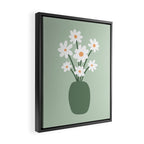 Daisies in Vase (sage green) Framed Canvas Print Gallery Image 2