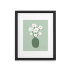 Daisies in Vase (sage green) Framed Art Print Gallery Image 6