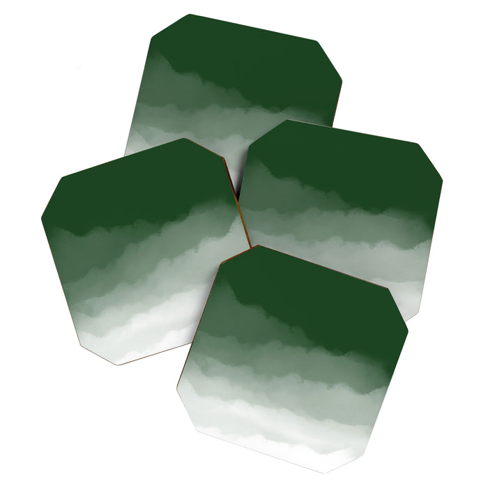 Forest Green Watercolor Ombre (green/white) Coaster Gallery Image 1