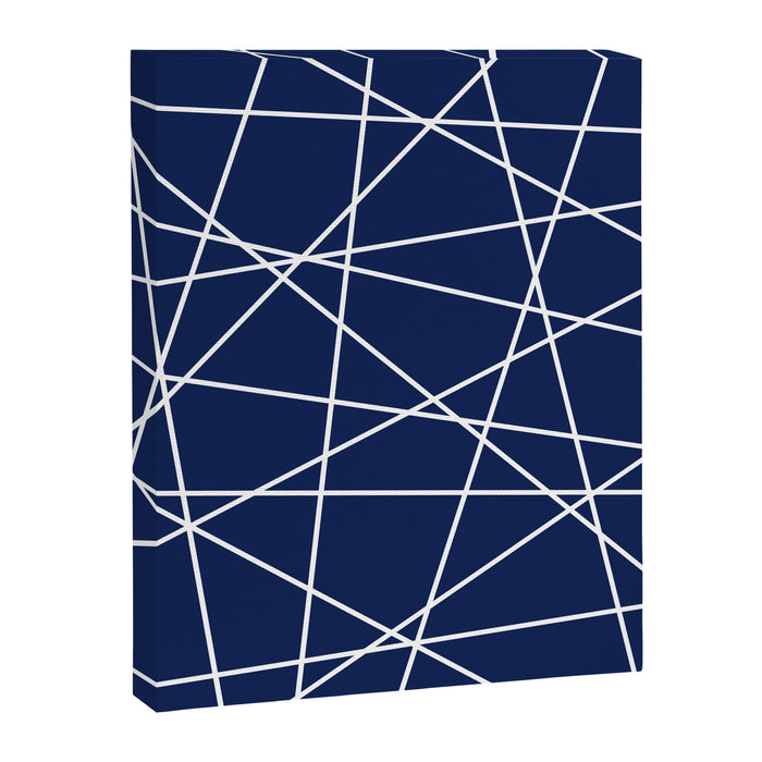 Geometric Lines (white/navy blue) Canvas Print Gallery Image 1