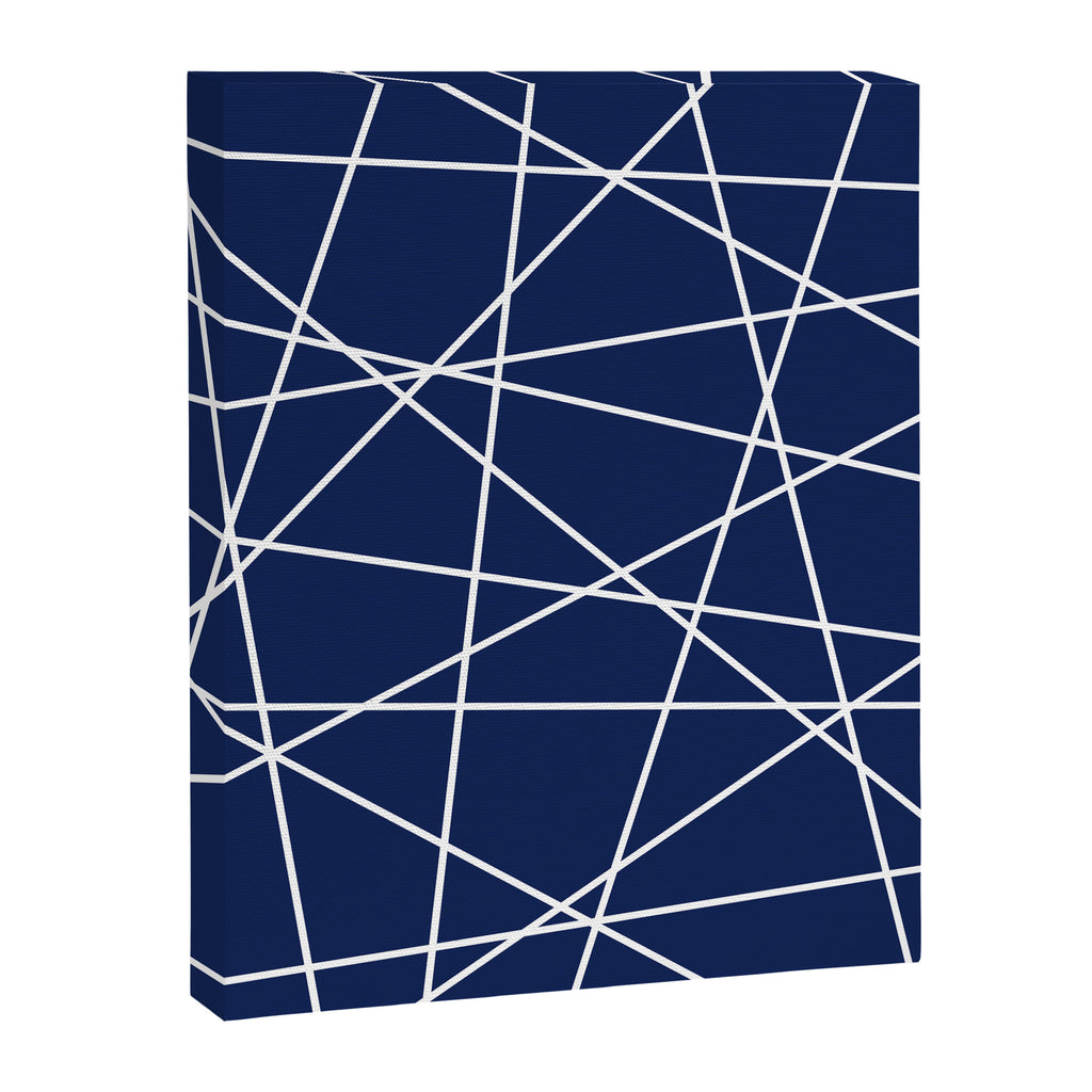 Geometric Lines (white/navy blue) Canvas Print Gallery Image 8