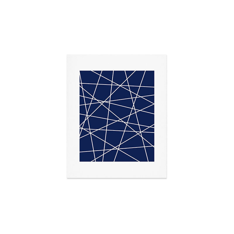Geometric Lines (white/navy blue) Art Print Gallery Image 1