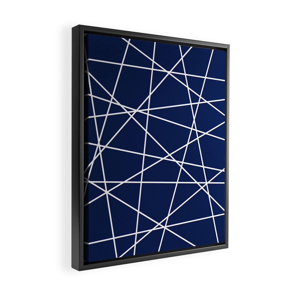 Geometric Lines (white/navy blue) Framed Canvas Print Gallery Image 2