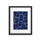 Geometric Lines (white/navy blue) Framed Art Print Gallery Image 6