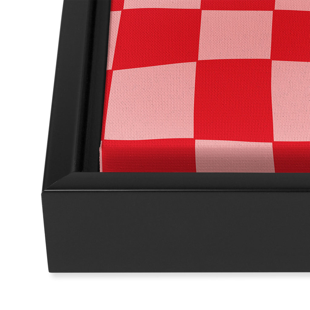 Hand Drawn Checkerboard Pattern (red/pink) Framed Canvas Print Gallery Image 3