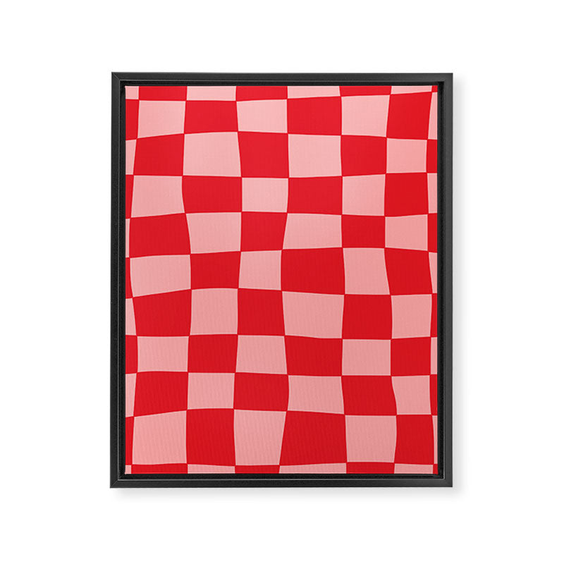Hand Drawn Checkerboard Pattern (red/pink) Framed Canvas Print Gallery Image 8