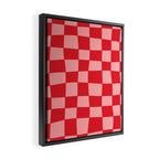 Hand Drawn Checkerboard Pattern (red/pink) Framed Canvas Print Gallery Image 2