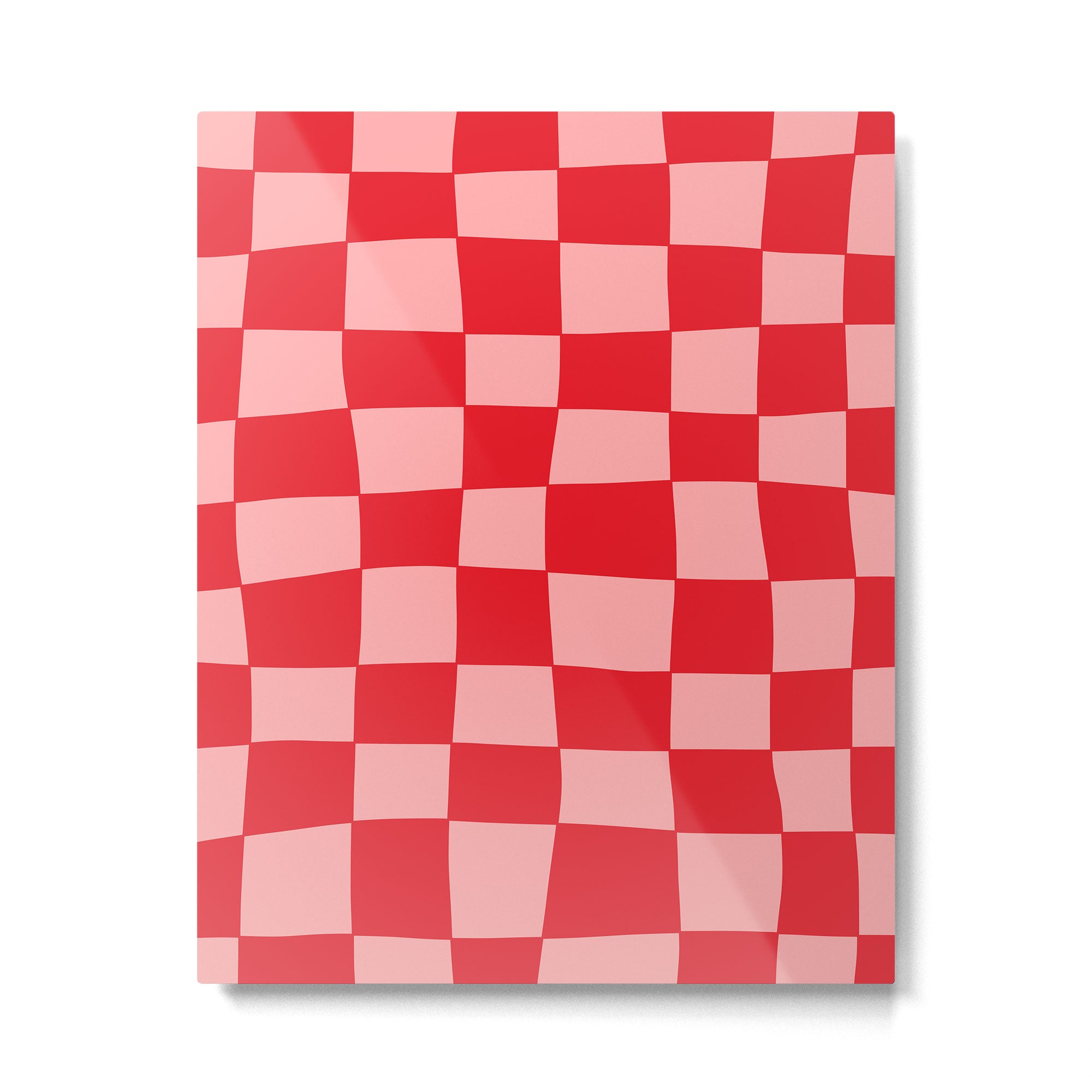 Hand Drawn Checkerboard Pattern (red/pink) Metal Print Gallery Image 6