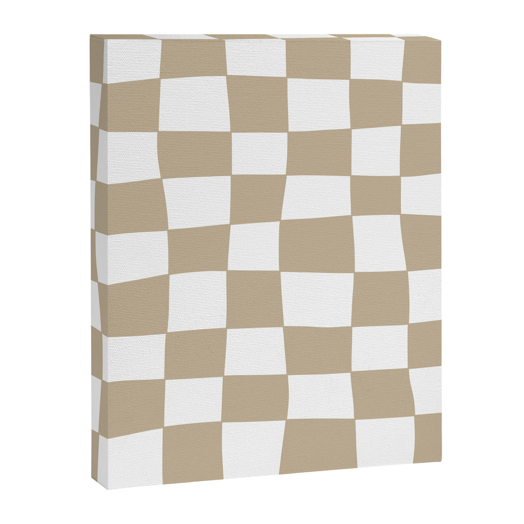 Hand Drawn Checkerboard Pattern (tan/white) Canvas Print Gallery Image 8