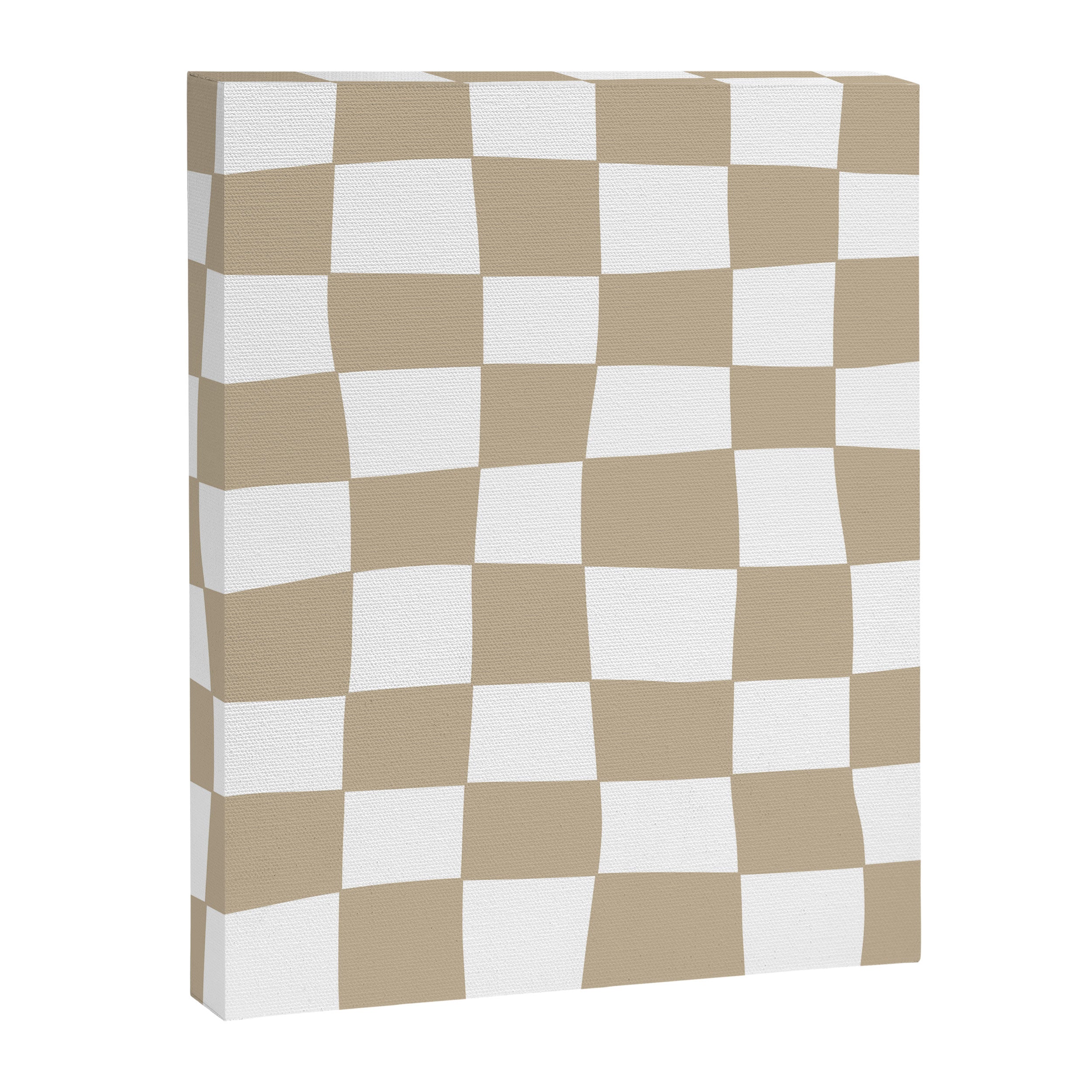 Hand Drawn Checkerboard Pattern (tan/white) Canvas Print Gallery Image 8
