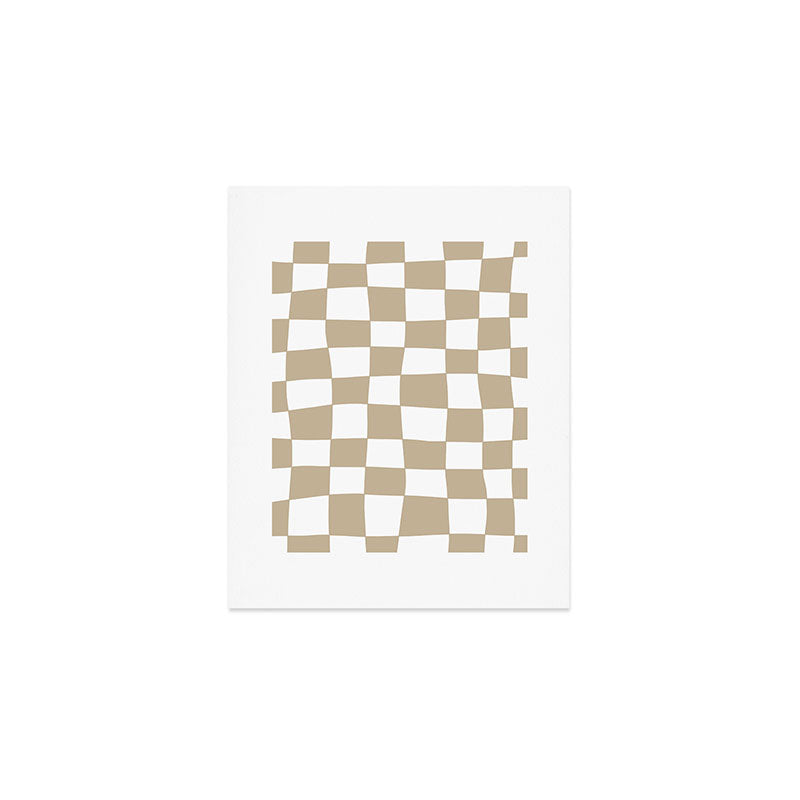 Hand Drawn Checkerboard Pattern (tan/white) Art Print Gallery Image 1