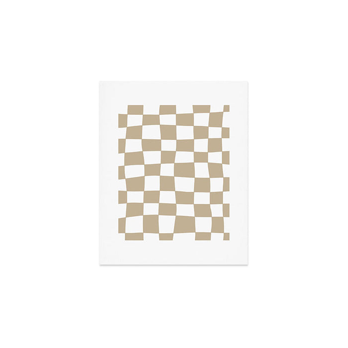 Hand Drawn Checkerboard Pattern (tan/white) Art Print Gallery Image 1