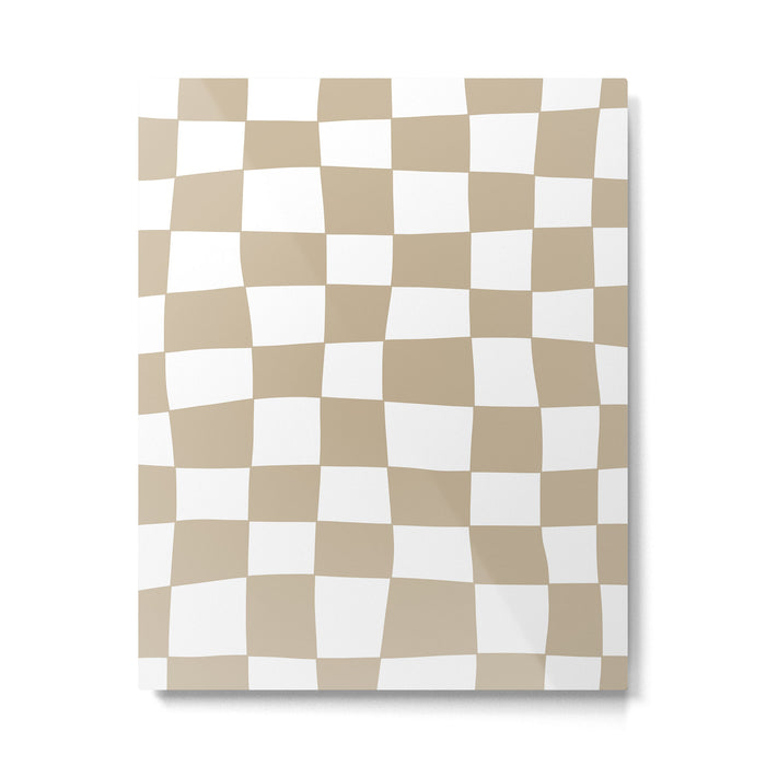 Hand Drawn Checkerboard Pattern (tan/white) Metal Print Gallery Image 1