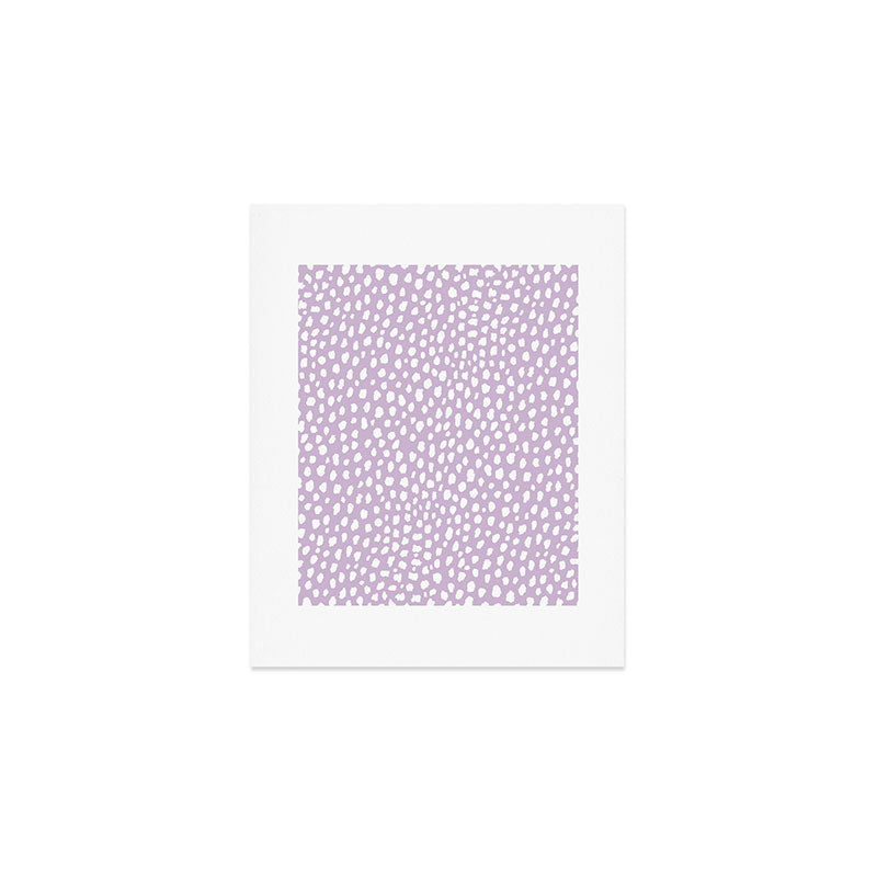 Handmade polka dot brush spots (white/lavender) Art Print Gallery Image 1