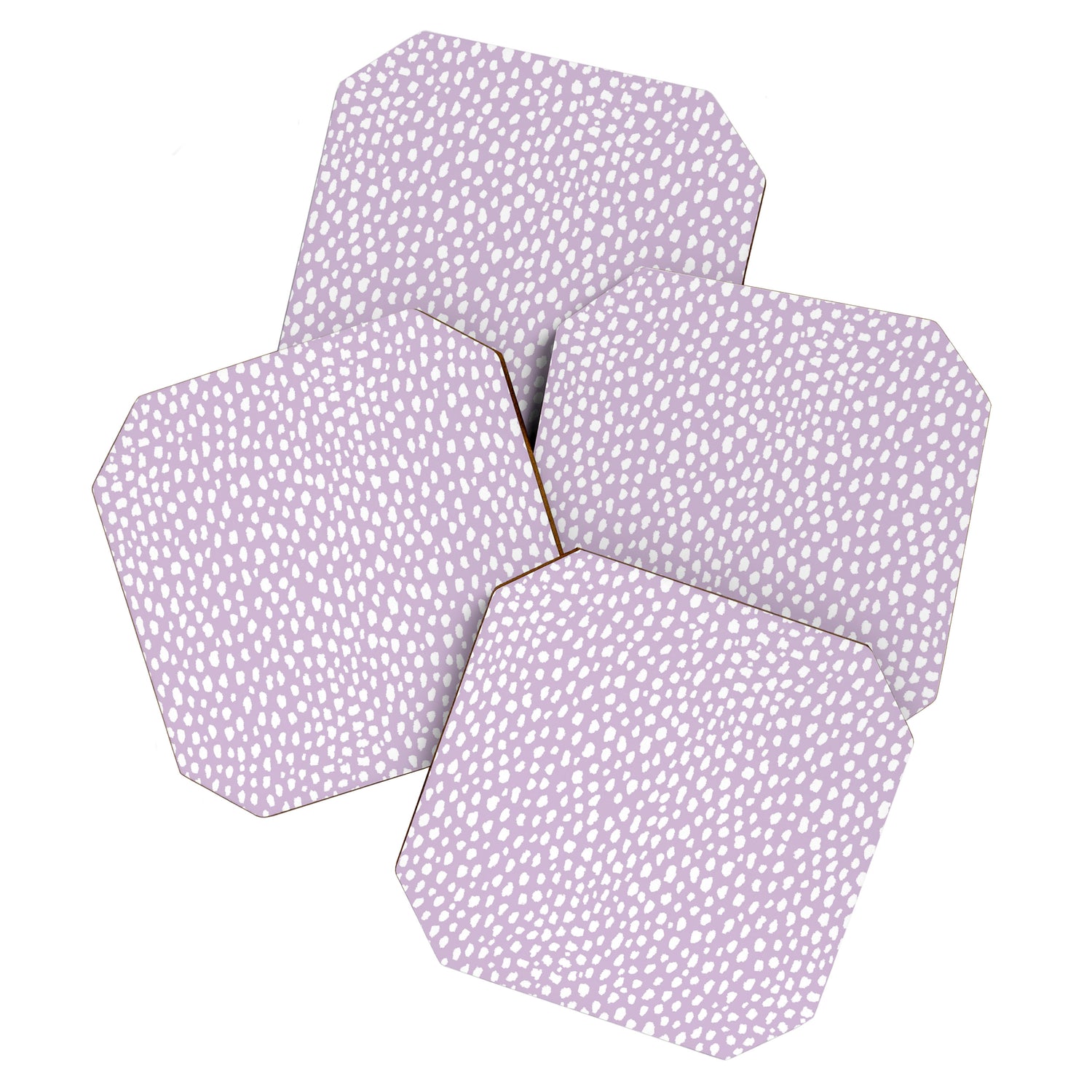 Handmade polka dot brush spots (white/lavender) Coaster Gallery Image 1