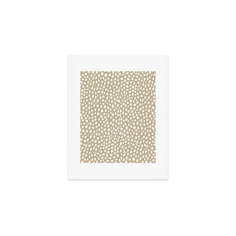 Handmade polka dot brush spots (white/tan) Art Print Gallery Image 1