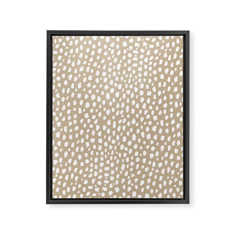 Handmade polka dot brush spots (white/tan) Framed Canvas Print Gallery Image 8