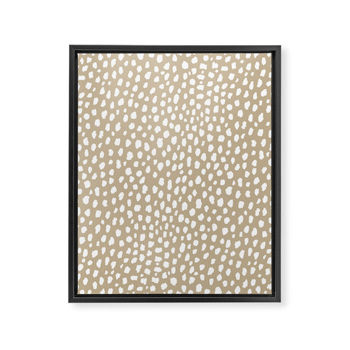 Handmade polka dot brush spots (white/tan) Framed Canvas Print Gallery Image 1
