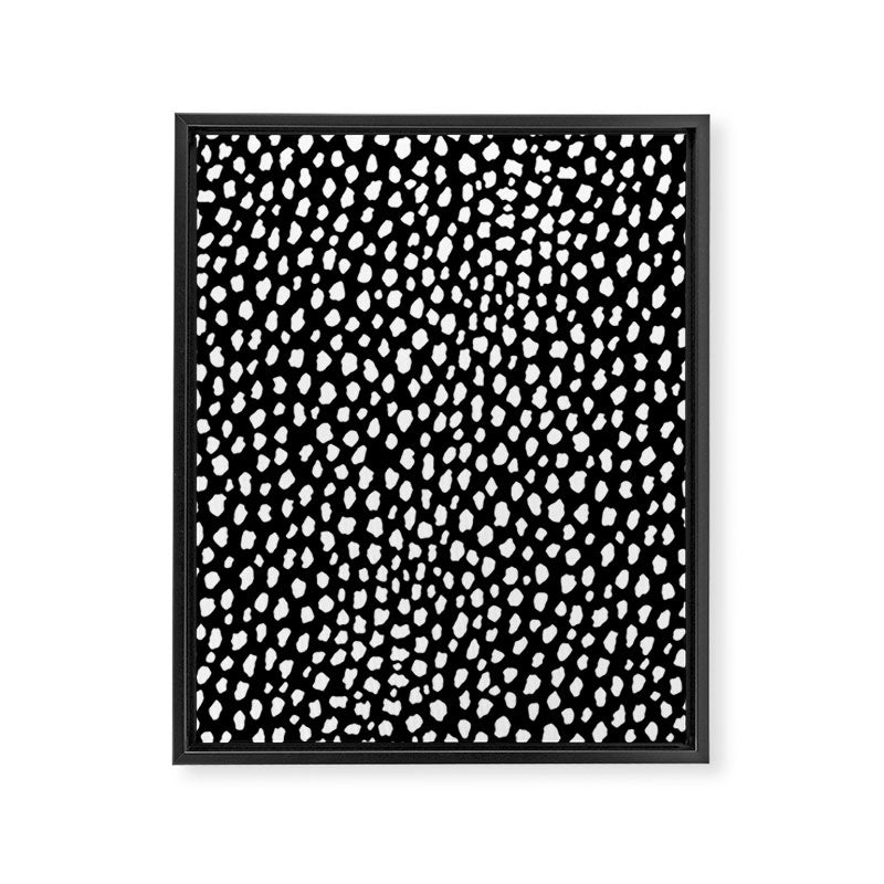 Handmade polka dot brush strokes (black and white reverse dalmatian) Framed Canvas Print Gallery Image 8