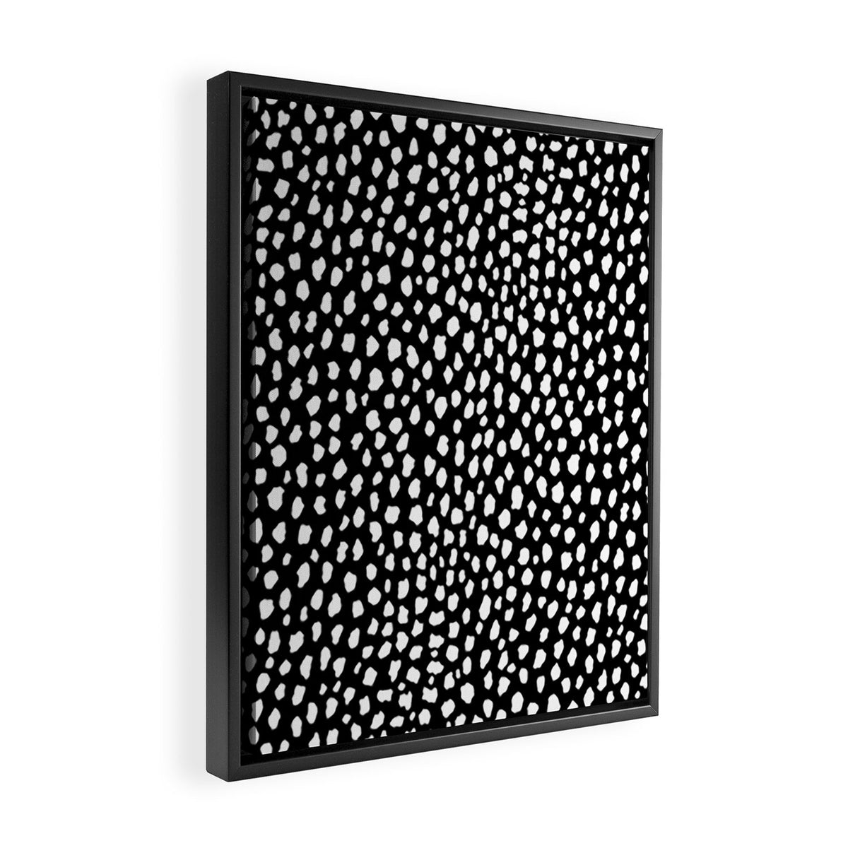 Handmade polka dot brush strokes (black and white reverse dalmatian) Framed Canvas Print Gallery Image 2