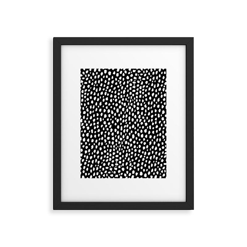 Handmade polka dot brush strokes (black and white reverse dalmatian) Framed Art Print Gallery Image 6