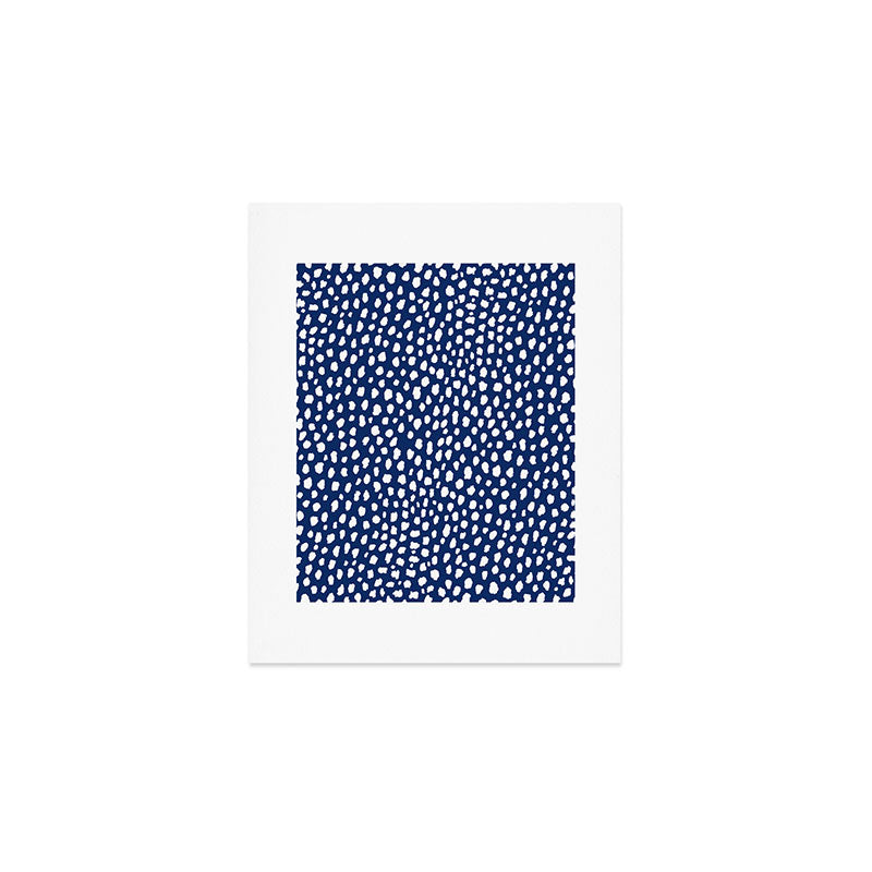 Handmade polka dot brush strokes (white/navy blue) Art Print Gallery Image 1